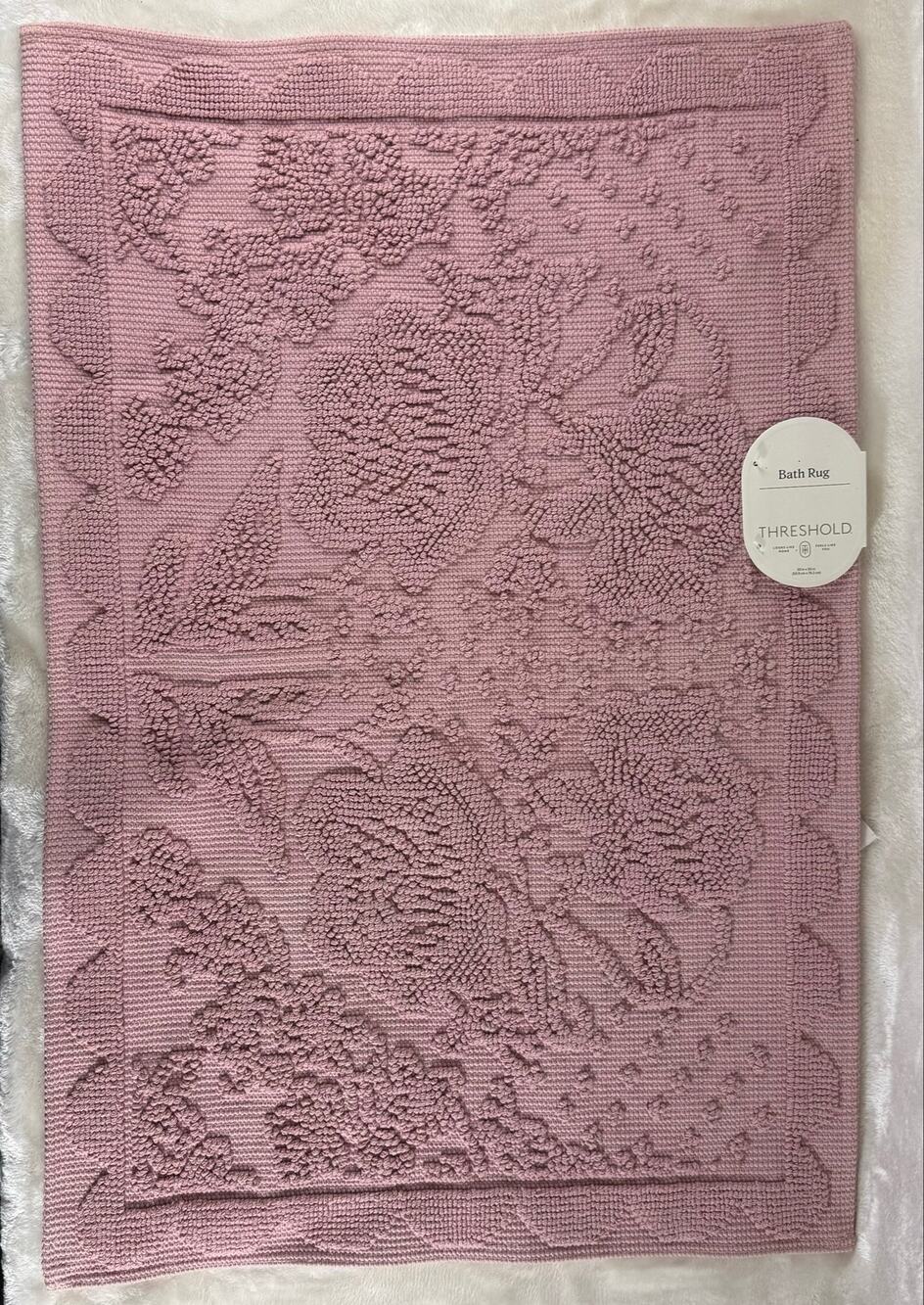 Threshold Bath Rug Pink Floral 20"x30" 100% Cotton Bathroom Decor